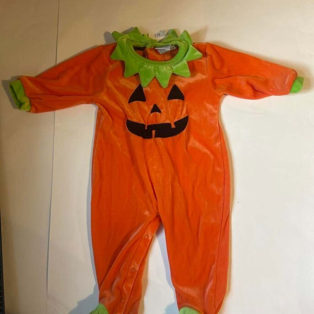 Carter's Pumpkin Halloween Costume Onesie Size (6/9M) Orange Velour